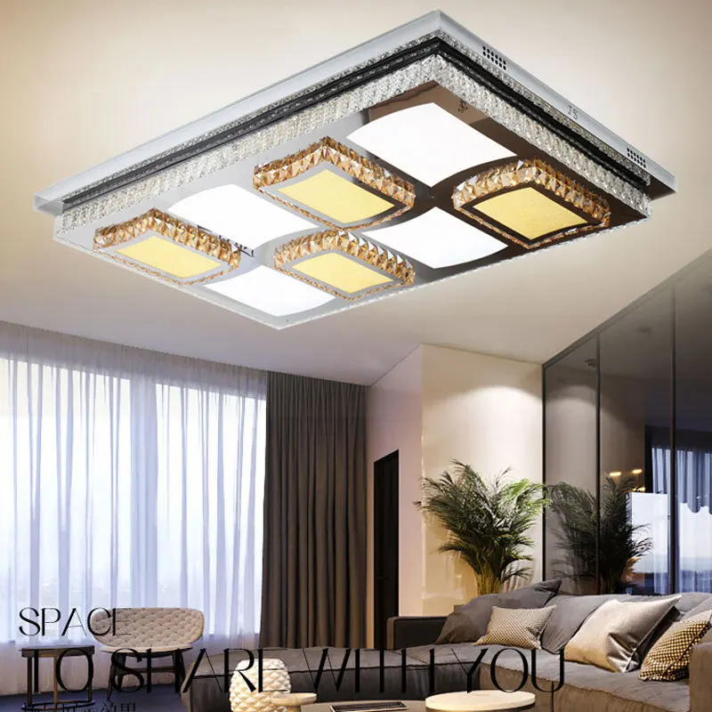 

Rectangular living room lamp Crystal led ceiling lamp atmospheric home hall lamp modern simple living room lamp