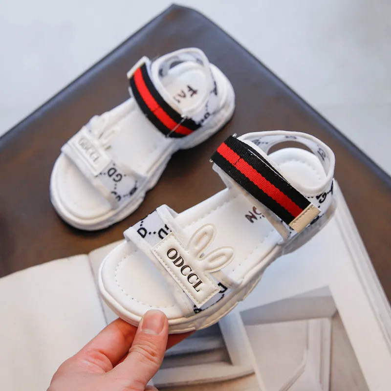 

2021 Summer New Canvas Sandals Girls Sandals Solid Color Soft Soled Anti-Slip Children Kids Shoes Summer Beach Sandals side27-37