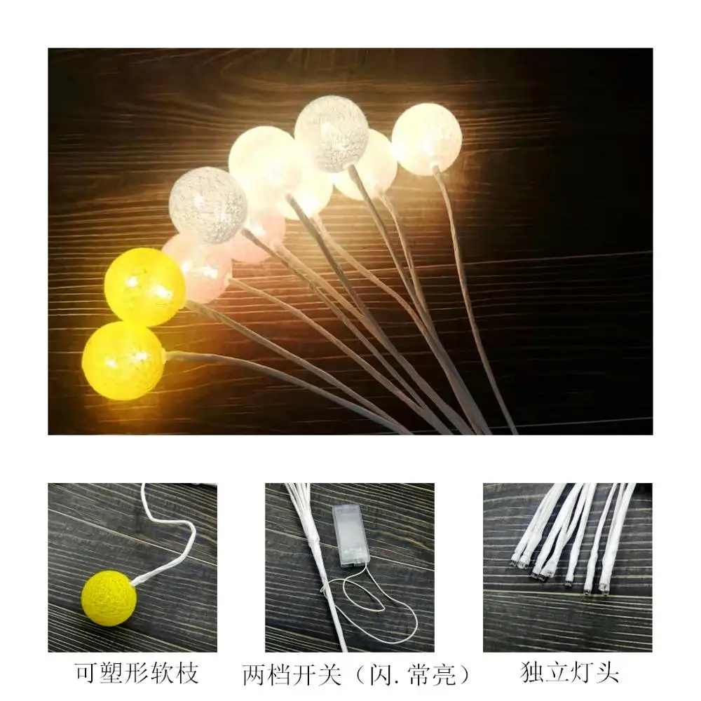

Cotton ball lamp wreath LED string Christmas Halloween bouquet packaging outdoor wedding terrace party decoration