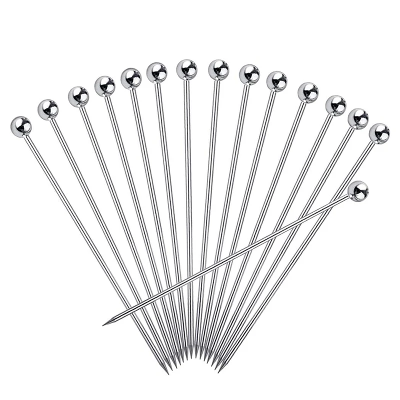 

Hot 15Pcs Cocktail Picks, 4 Inch Reusable Stainless Steel Martini Picks Cocktail Toothpicks for Olives Appetizers Sandwich
