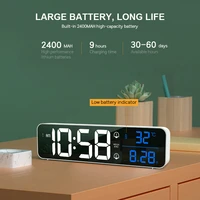rechargeable music led digital alarm clock temperature date display desktop mirror clocks home table decoration electronic clock
