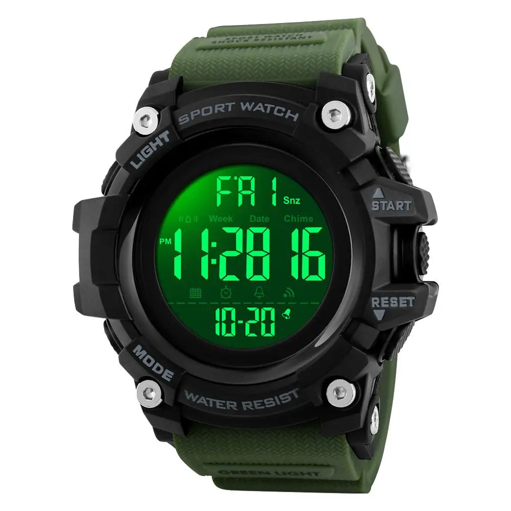 Army Green Watch SKMEI Смарт спортивные часы мужские Bluetooth многофункциональные фитнес часы 5 бар водонепроницаемые цифровые часы светодиодный часы reloj hombre 1227 - Color: Army Green Watch