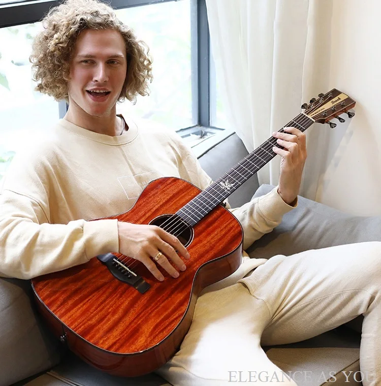 Fingerstyle Mahoga Акустическая гитара из цельного дерева 40 дюймов народная гитара деревянная гитара 40 дюймов OM гитара яркий светильник поверхность краски