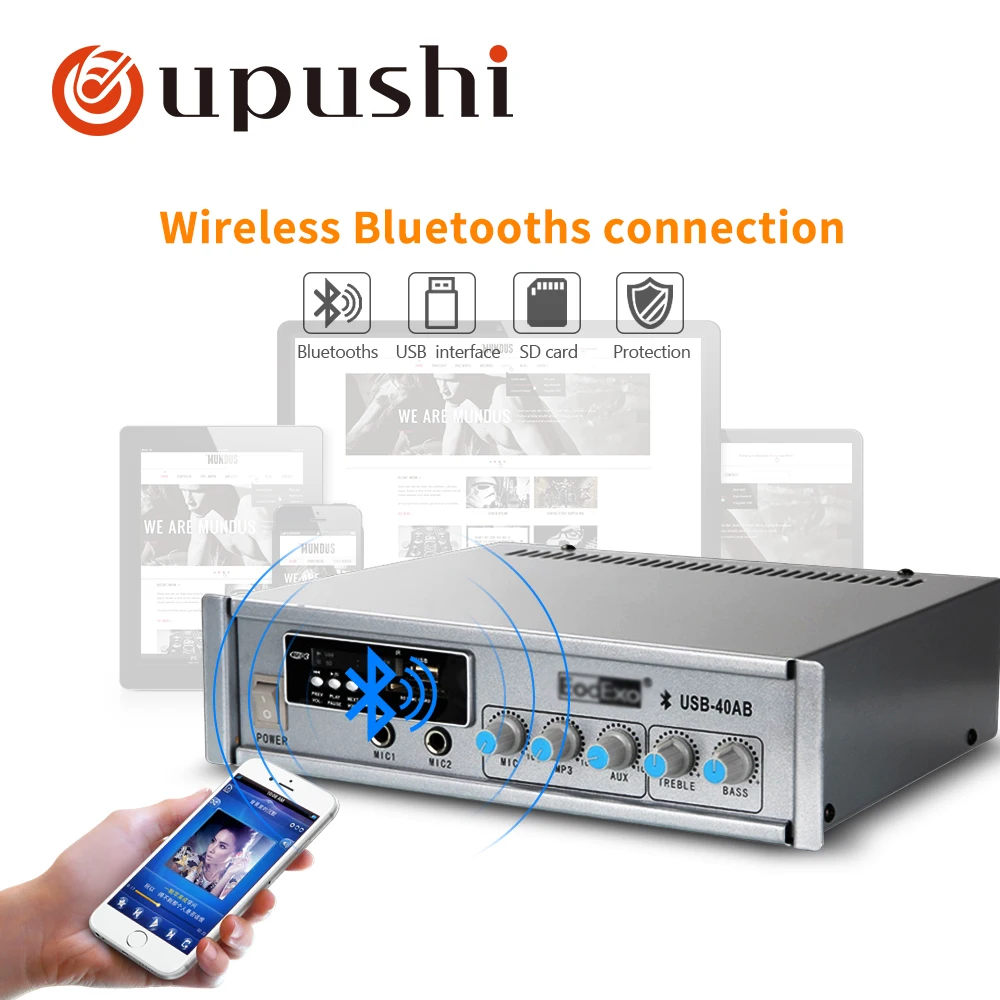 Внешний bluetooth-усилитель Oupushi потолочный динамипосылка 40 Вт мини-усилитель AC220 в