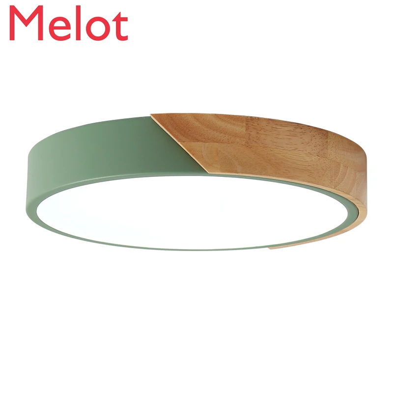 

Nordic Macalon Ceiling Lamp Led To Simple Modern Ultra-thin Round Solid Wood Bedroom Lamp Study Children's Room Lamps Delicate