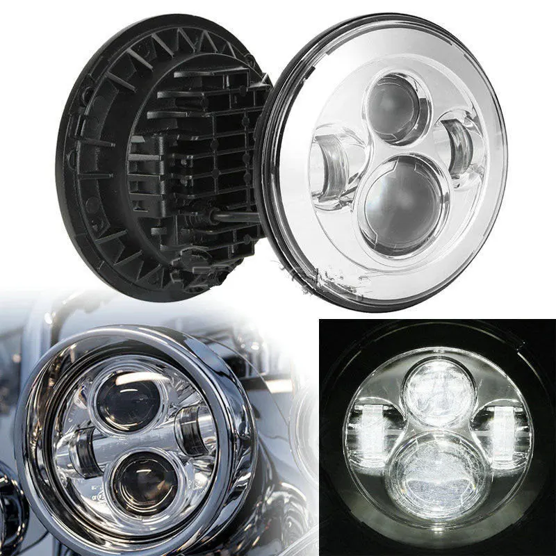 Chrome 7" Projector Motor 40W Hi/Lo Beam LED Headlight Lamp for Motorcycle 14-later Touring and Trike models |