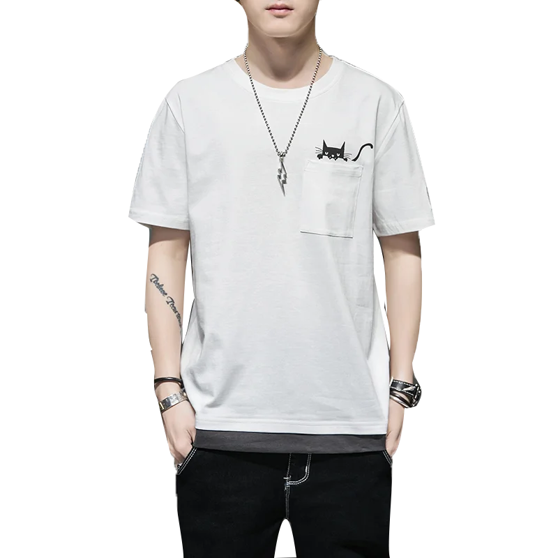 Мужская футболка с короткими рукавами летняя из чистого хлопка круглым