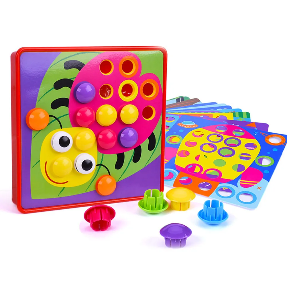 

Детский креативный художественный пазл с кнопками, игрушка-гриб, пазл для ногтей с сочетанием цветов и правописанием, Обучающие игрушки, по...