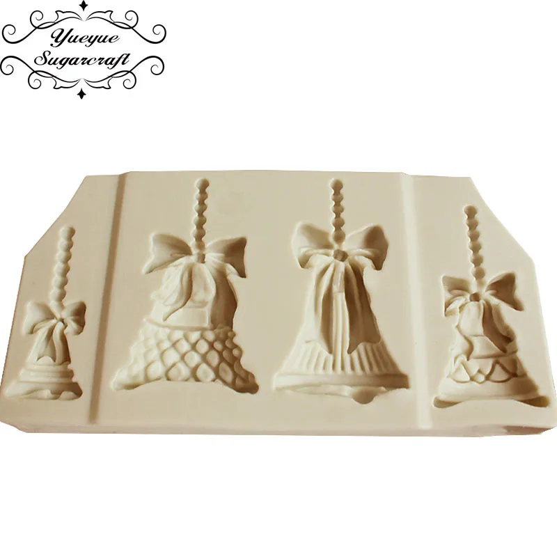 Yueyue Sugarcraft колокольчики рождественские силиконовые формы помадка для украшения
