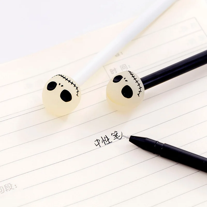 36 шт./лот светящаяся гелевая ручка с черепом и скелетом 0 5 мм Черная для студентов