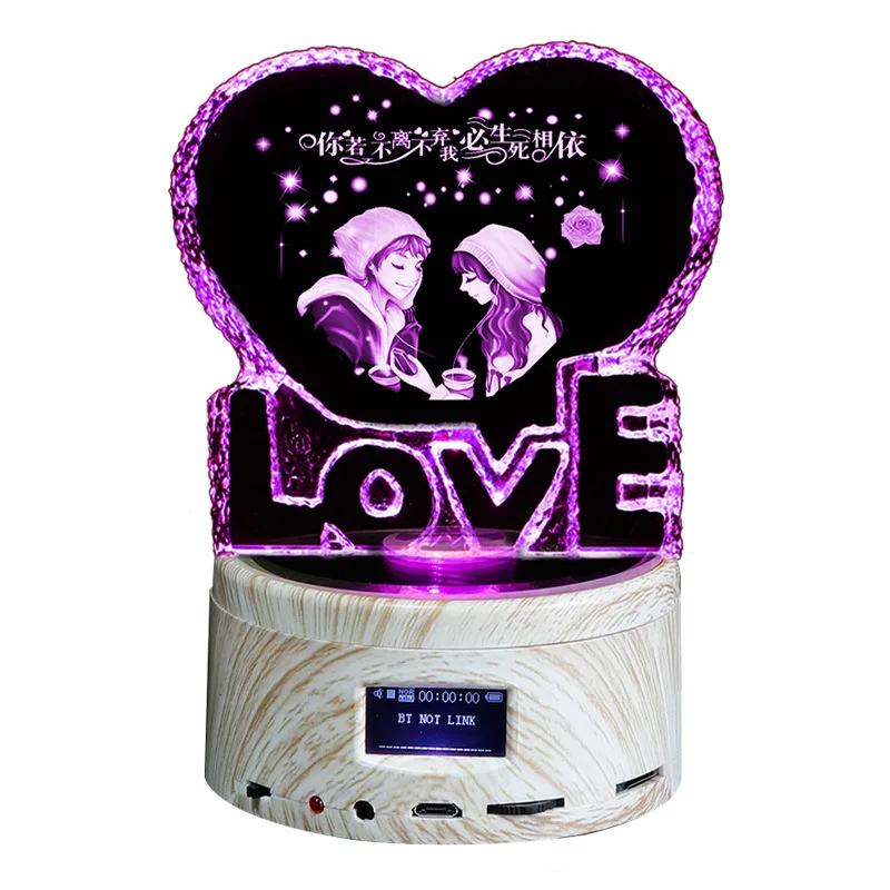 Bluetooth Хрустальная музыкальная шкатулка DIY Фото текст на заказ креативные подарки