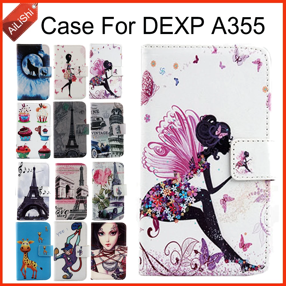 Фото AiLiShi чехол для DEXP A355 роскошный флип-чехол из искусственной кожи с рисунком