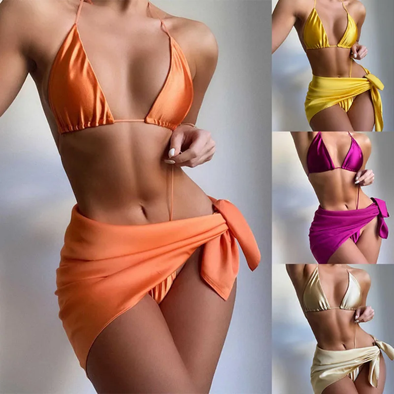 

Newest Sexy Bikini Swimsuit Solid Color Female Bandage Backless Swimwear Women Beach Swimming Suit
