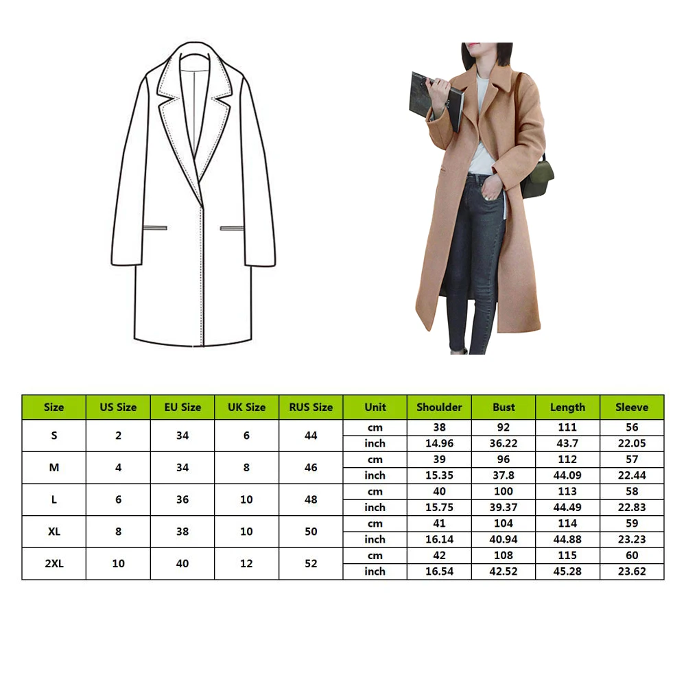 Длинная Рождественская Женская куртка шерстяная с длинным рукавом и отложным