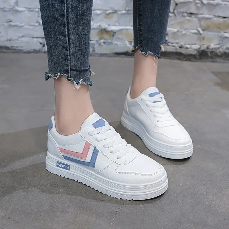 Новинка 2019 года женская повседневная обувь из вулканизированной кожи белые