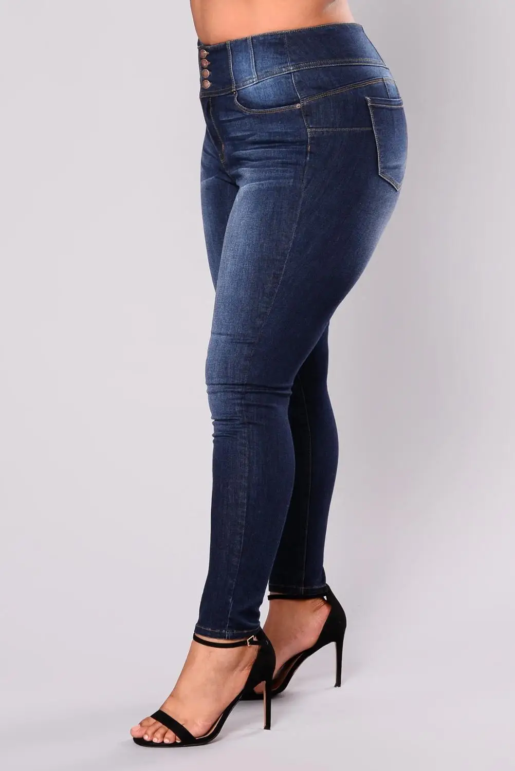 Женские размера плюс джинсы с высокой талией повседневные узкие МОМ L-5XL высокое