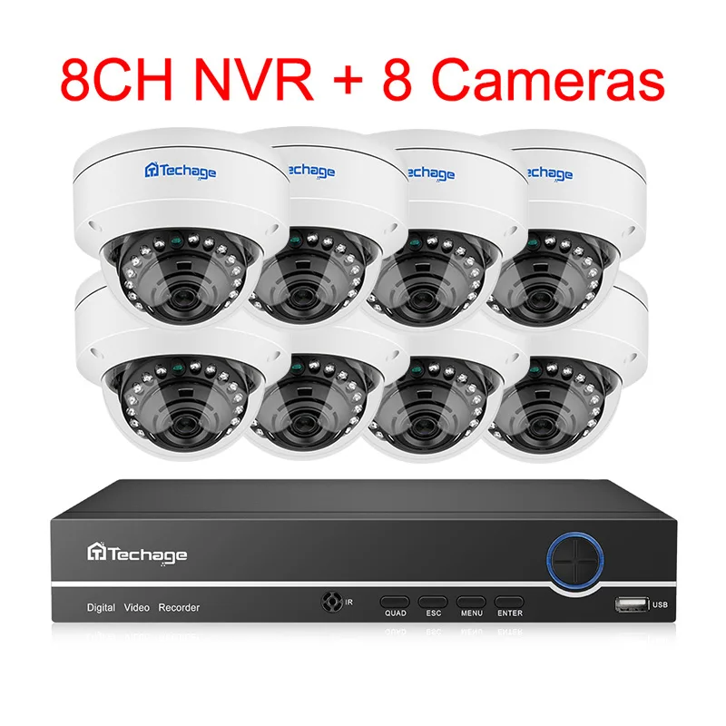 Techage H.265 8CH 5MP POE NVR система видеонаблюдения Антивандальная 5MP Крытая купольная ip-камера запись аудио безопасности P2P комплект видеонаблюдения - Цвет: 8CH NVR and 8 Camera