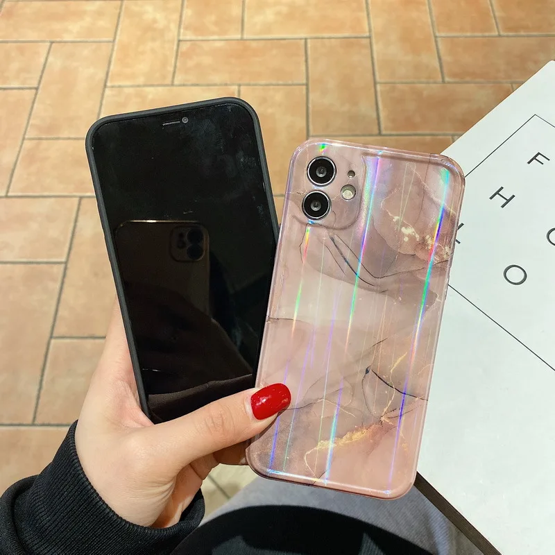 

Luxury Laser Gradient Marble Phone Case For iPhone 12 11 Pro Max 7 8 Plus X XR XS Max Mini Back Cover Funda Coque
