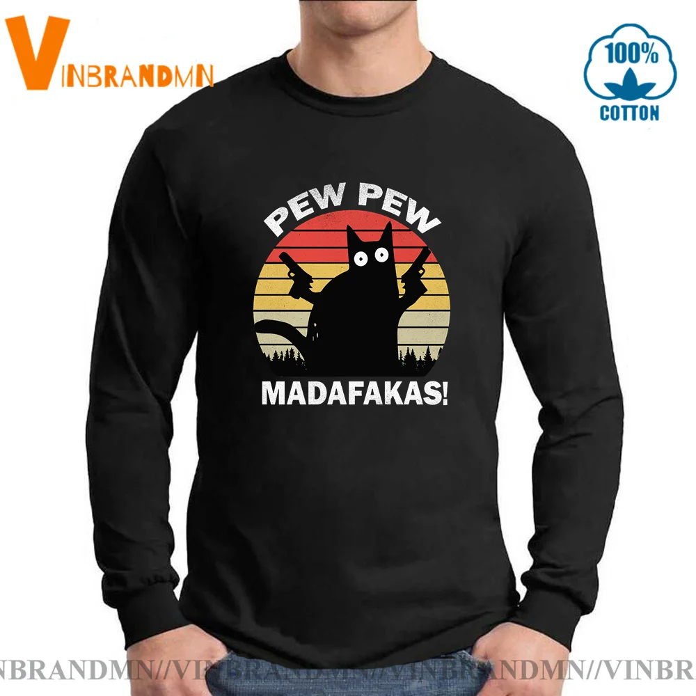 Мужские футболки с длинным рукавом смешные ретро топы смешным котиком