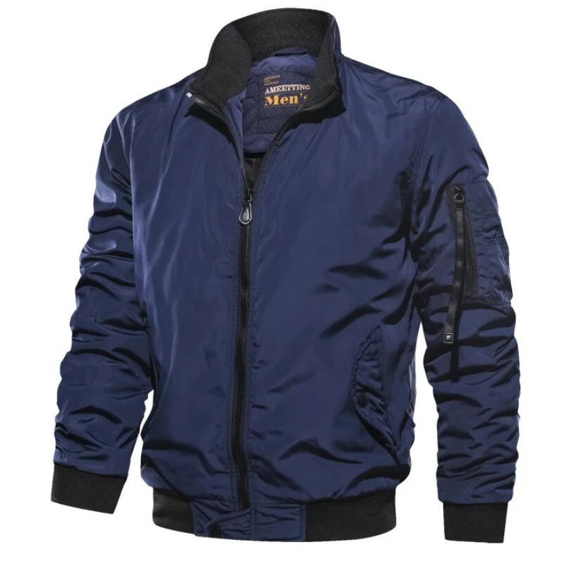 Куртка бомбер мужская демисезонная на молнии с воротником стойкой|Мужские