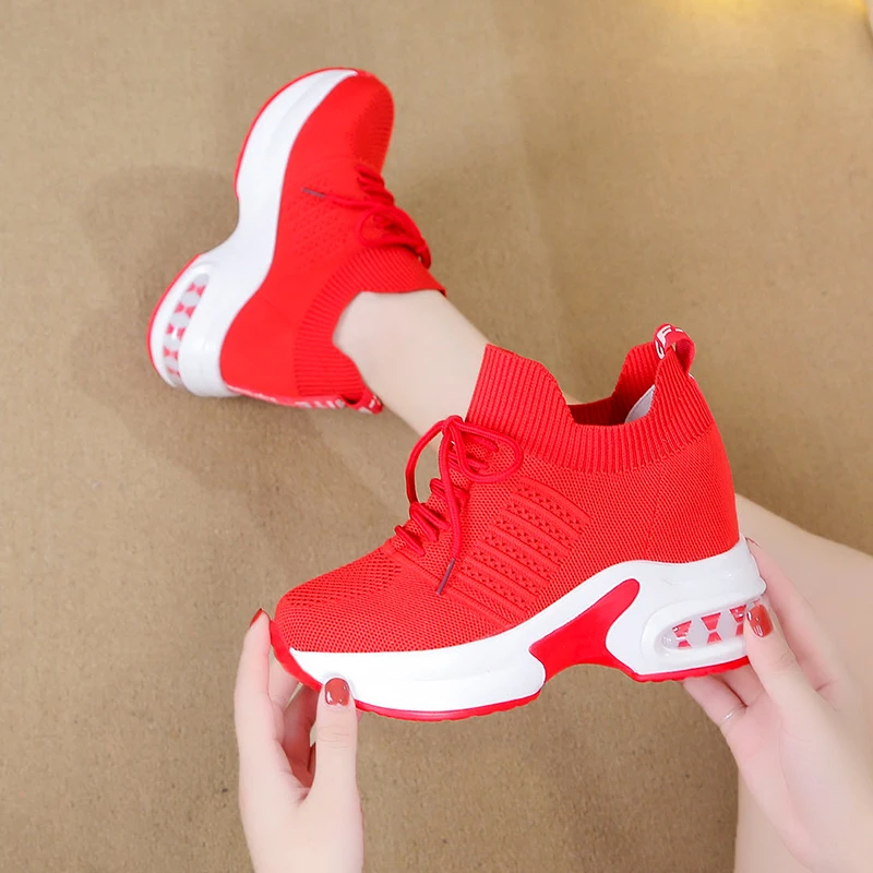 Girl Sneakers Shoes Women White/Black /Red Breathable Autumn Casual Female Colors Heels Zapatillas Mujer | Обувь