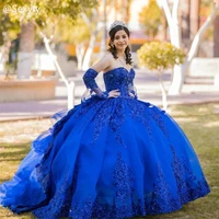 luxury royal blue quinceanera dresses 2021 ball gown sequin sweet 15 dress puffy tiered formal prom dresses robe de soir%c3%a9e