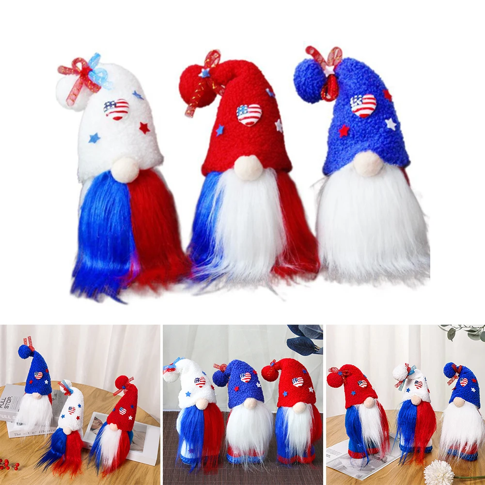 

Patriotic Gnome Handmade American Festival Home Decoration for Memorial Day/Independence Day/4th of July Strips Plush