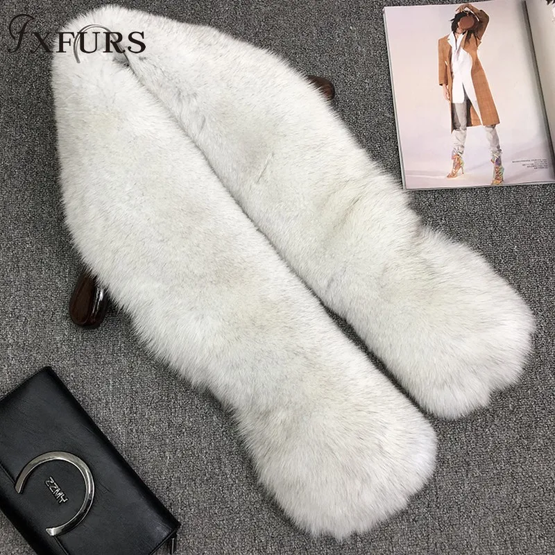FXFURS роскошный шарф из натурального меха лисы кожаный шарф большого размера натуральный шаль из лисьего меха Зимний женский палантин