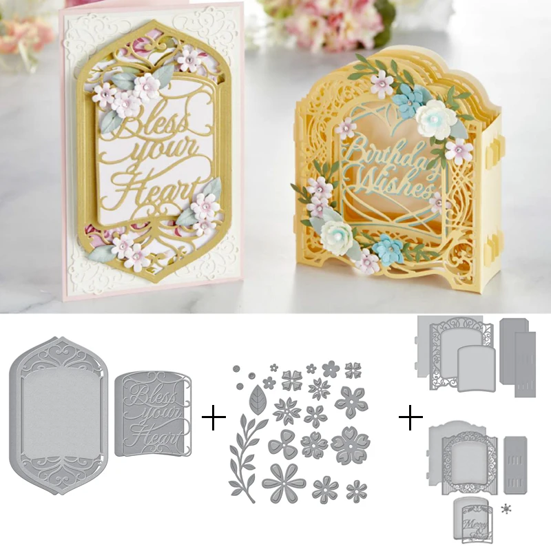 

New Cutting Dies for 2021 Background Shaped Large Cabinet 3D Drame Flower Scrapbooking Photo Album Clear Stamps Crafts Embossing