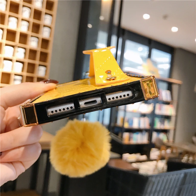 Кожаный браслет с ромбовидной решеткой для iPhone 11 Pro X XS MAX XR 6 7 8 Plus квадратный чехол