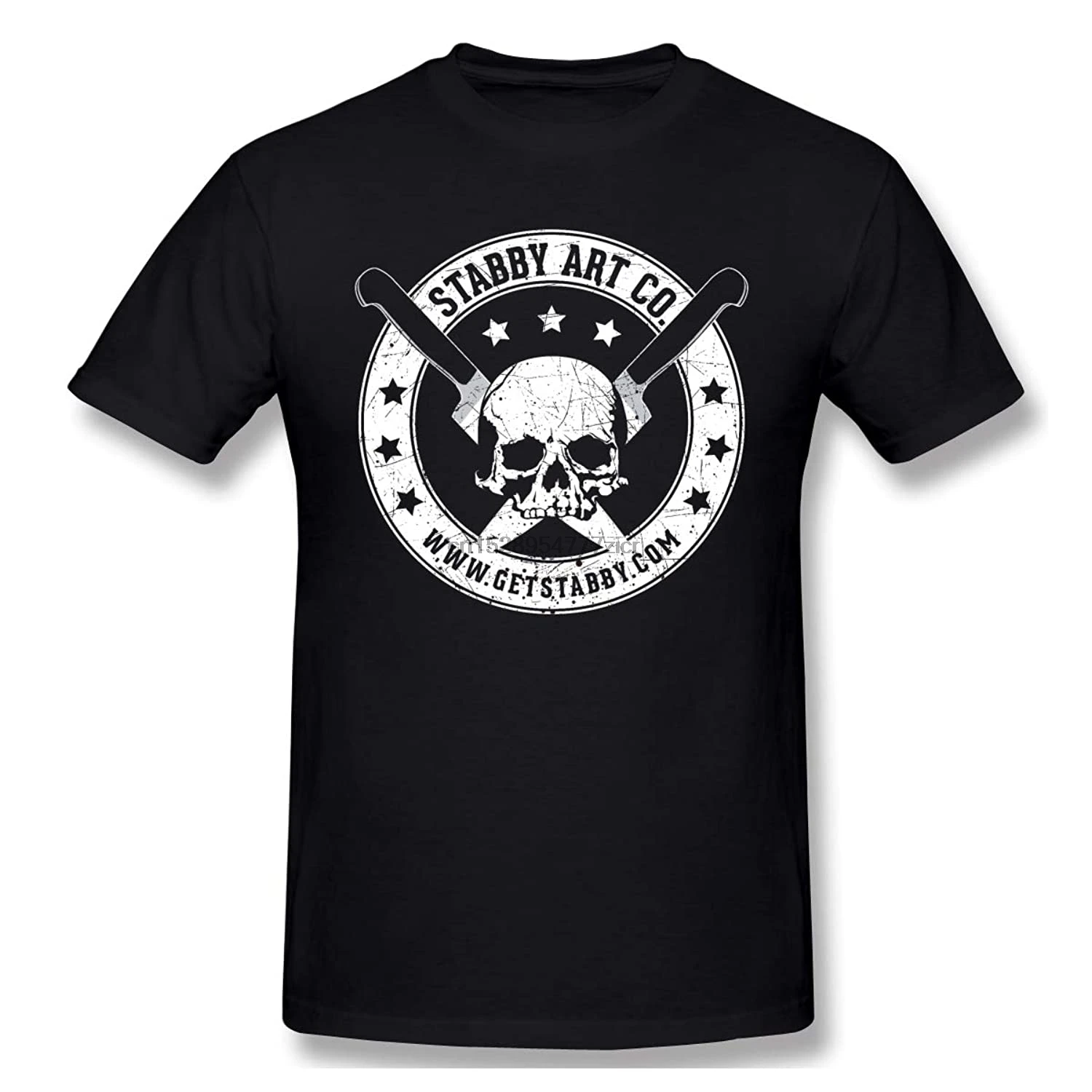 Davidbell StabbyArtCo Summer Air Permeability Handsome Leisure Time Black Short Sleeve T-Shirt | Мужская одежда