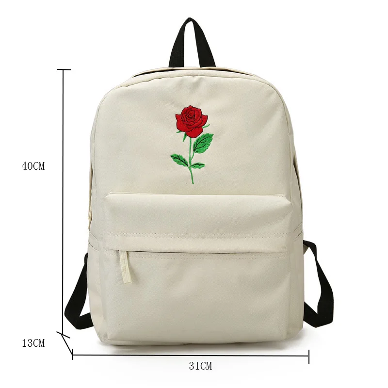 Женский рюкзак из парусины с вышитыми розами школьный для девочек подростков