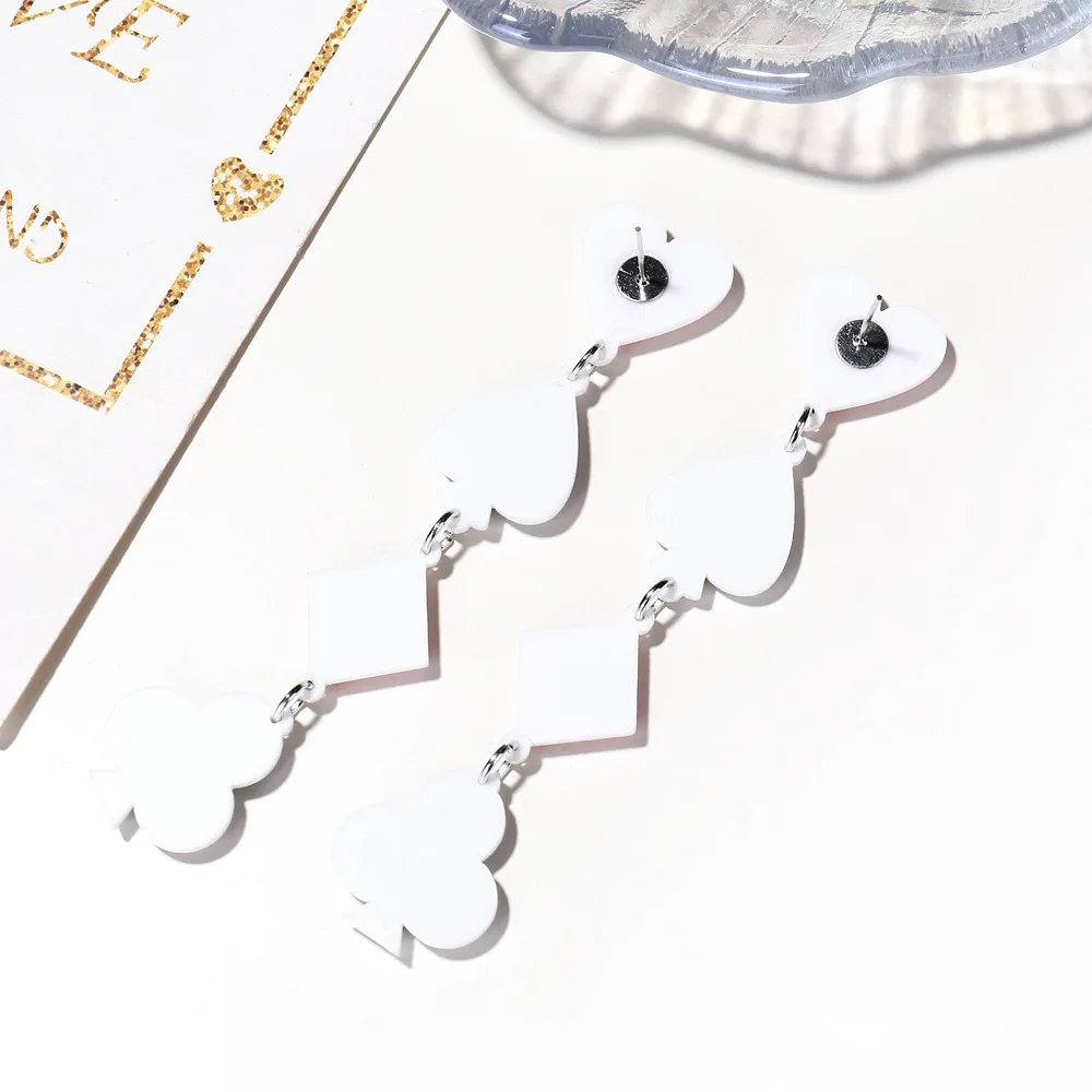 Акриловые геометрические длинные серьги в виде игральных карт Женская