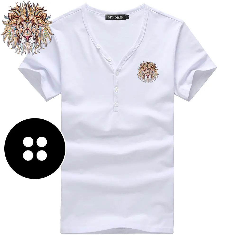 A65-Short-White Мужские облегающие футболки, летние хлопковые футболки, мужские повседневные майки, облегающие футболки с v-образным вырезом и пуговицами, футболки с коротким рукавом, большие размеры S-3XL - Цвет: A65-Short-White