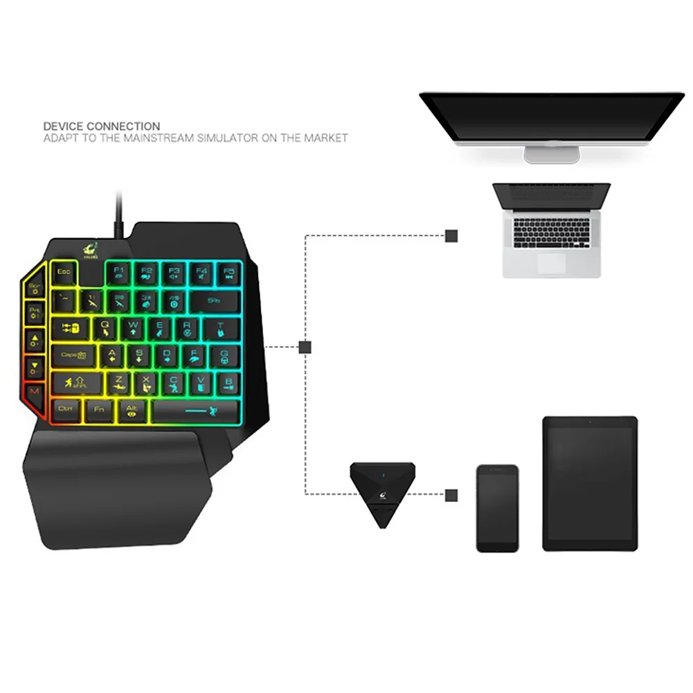 One-handed Wired LED Backlight Mobile Phone 39 Keys Ergonomic Office Keyboard USB Laptops Gaming Home Universal Keypad | Компьютеры и