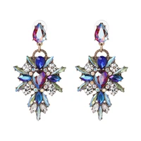 yayi jewelry fashion multi color glass rhinestone dangle crystal womens ancient gold color wear ear band tassel earrings