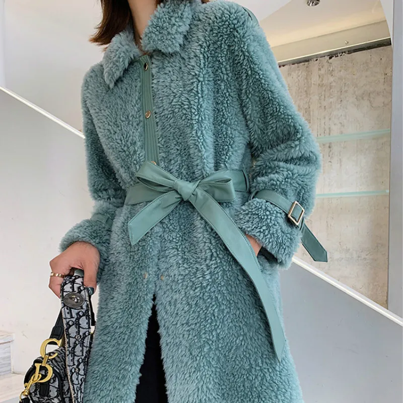 

Shearing Sheep Clothes 2020 100% Wool Jacket Korean Parka Real Fur Women Autumn Winter Coat A19236 YY2249