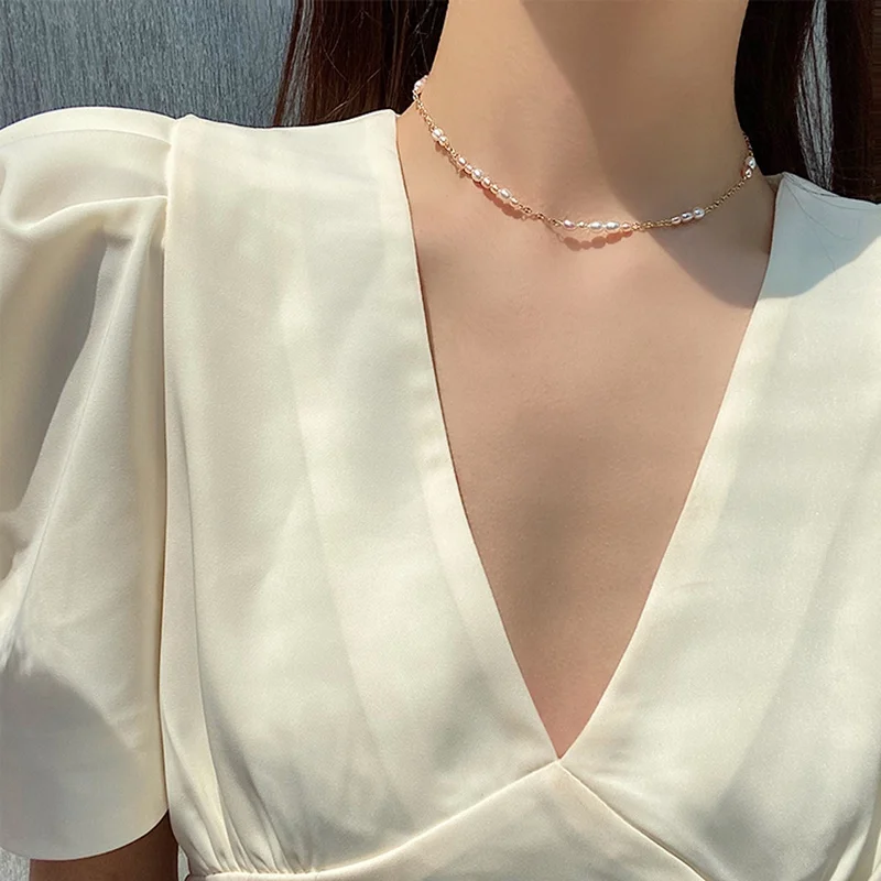 

MENGJIQIAO Fashion Elegant Pearl Choker Shell Heart Jewelry For Women Girls Party Wedding Chain Necklace Bijoux Colares 2pcs/set