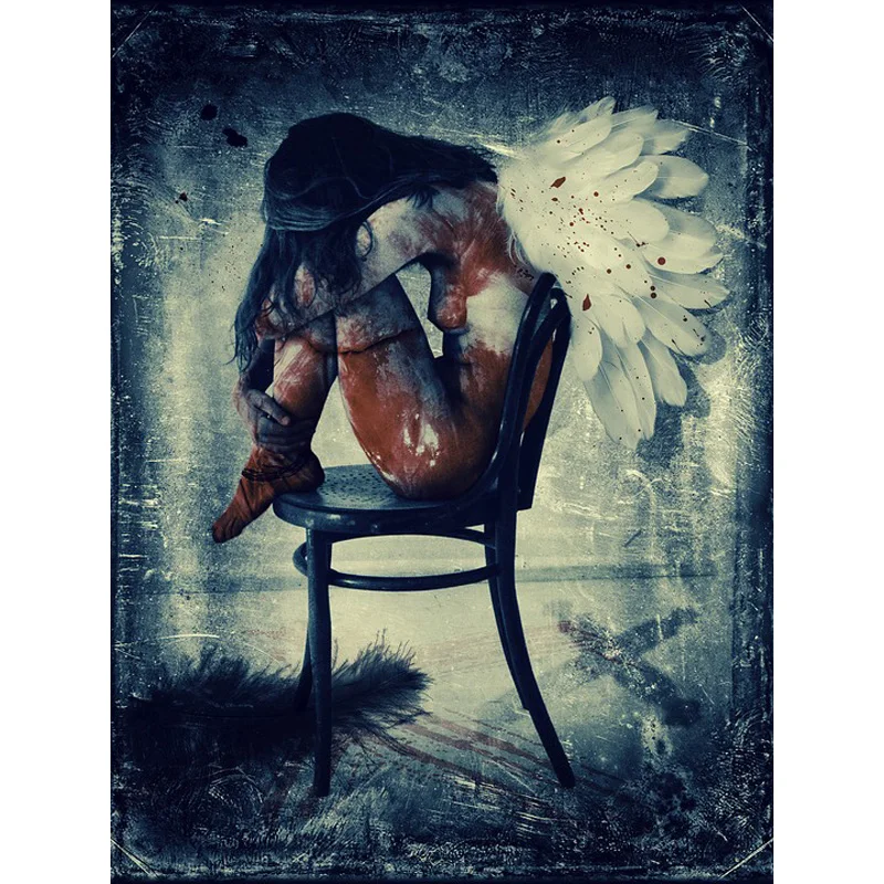 5D алмазная живопись сделай сам вышивка крестиком опавший ангел кристаллами