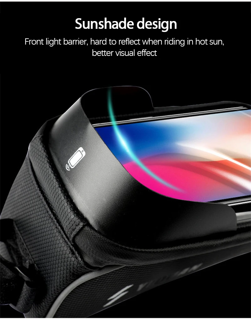 

Bike Bag 1.7L Large Capacity Frame Front Tube Cycling Bag With Reflective Strip Waterproof Phone Case Touchscreen Bicycle Bag