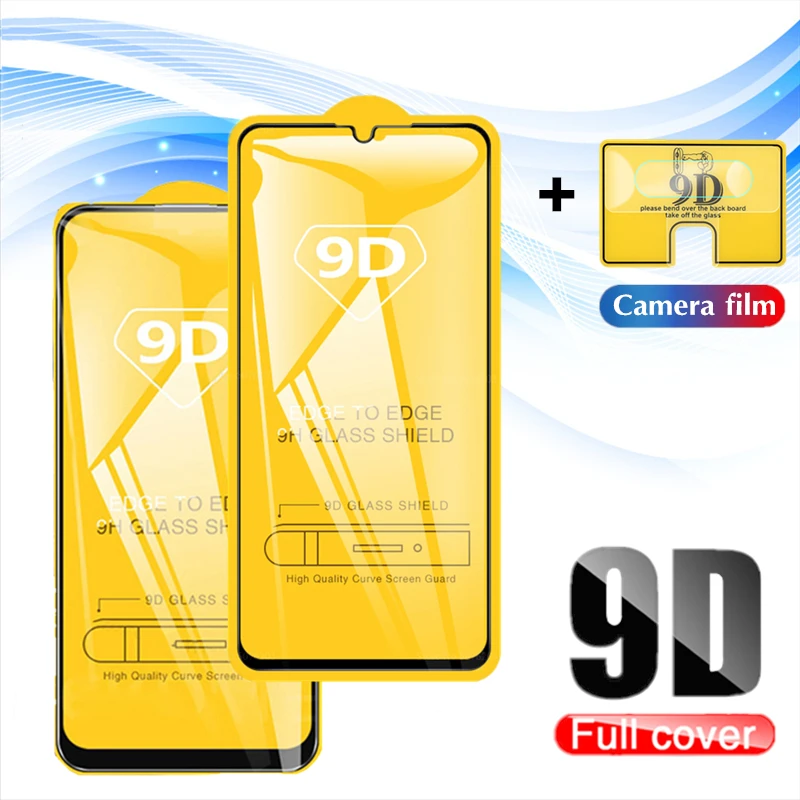 2 в 1 полное покрытие 9D закаленное стекло для Huawei Y9 Prime Y9s 2020 Y7 Pro Y7p Защитная пленка