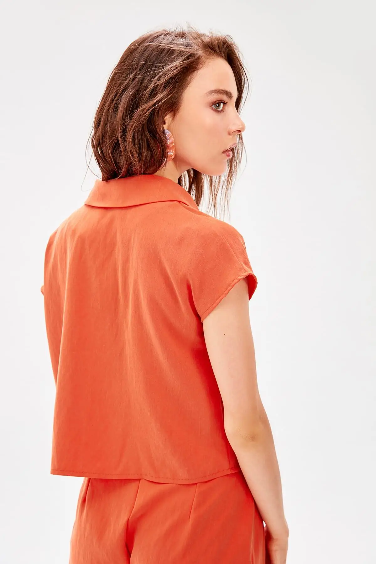 Trendyol Orange Zipper Detail Bluz TWOAW20BZ0106 |