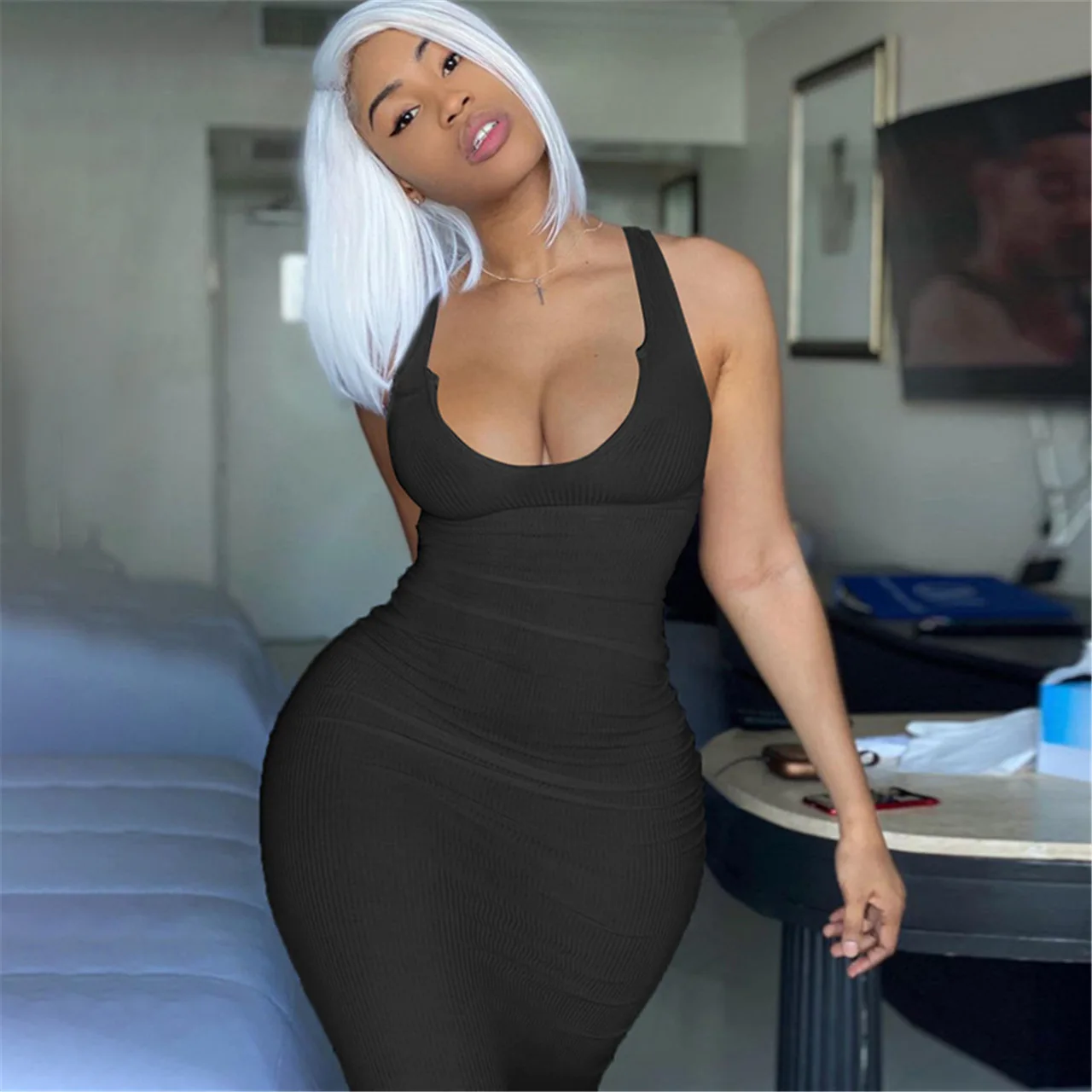 

Women's Spring and Summer Camisole Deep V-neck Slim Sexy Long Dress Maxi Dresses for Women Summer 2021 Party Dress