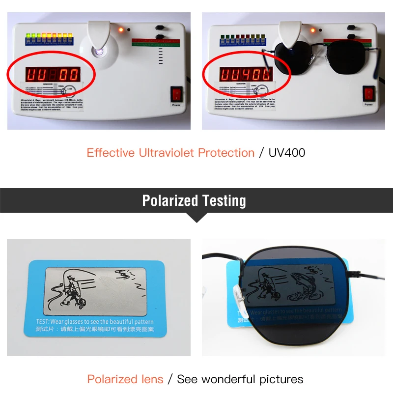 Мужские солнцезащитные очки с поляризацией синие шестигранной оправой
