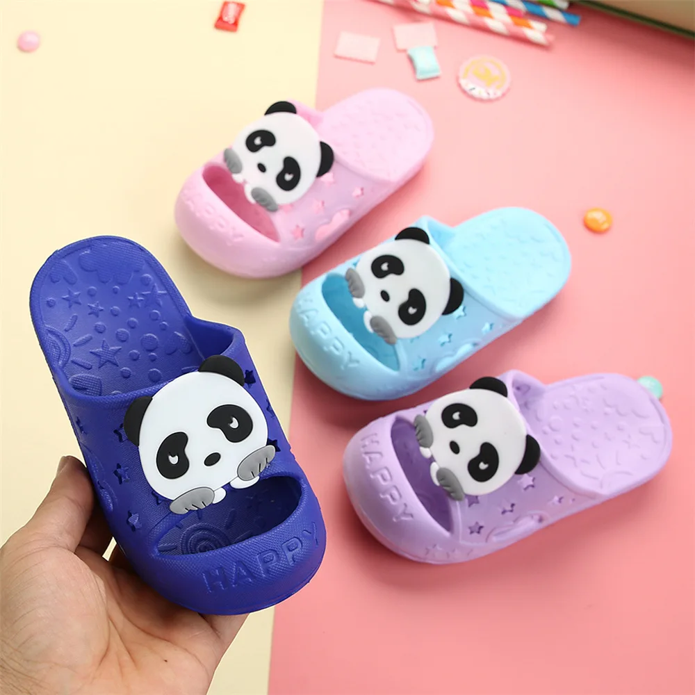Босоножки для дома тапочки с защитой пальцев панда единорог девочек и мальчиков