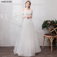 kaunnissina simple wedding dresses spaghetti straps floor length a line white bride vesido bridal marriage dress