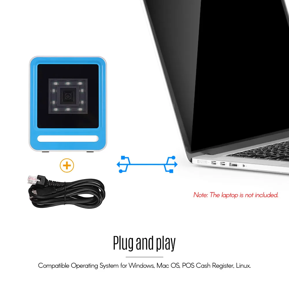Aibecy беспроводной USB проводной 1D 2D QR сканер настольный Всенаправленный штрих кода