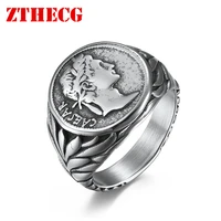 new caesar the great of rome rings for men vintage stainless steel roman coins caesars head mens ring women gift free shipping