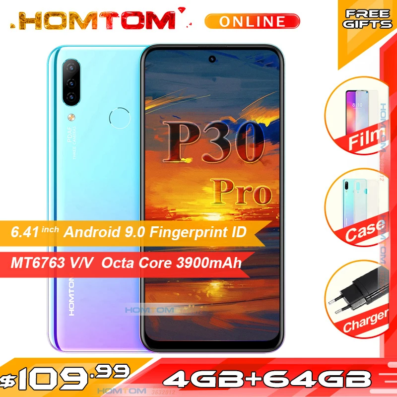 HOMTOM P30 Pro 4 Гб ОЗУ 64 ПЗУ Восьмиядерный мобильный телефон 6 41 дюймов полный дисплей 13