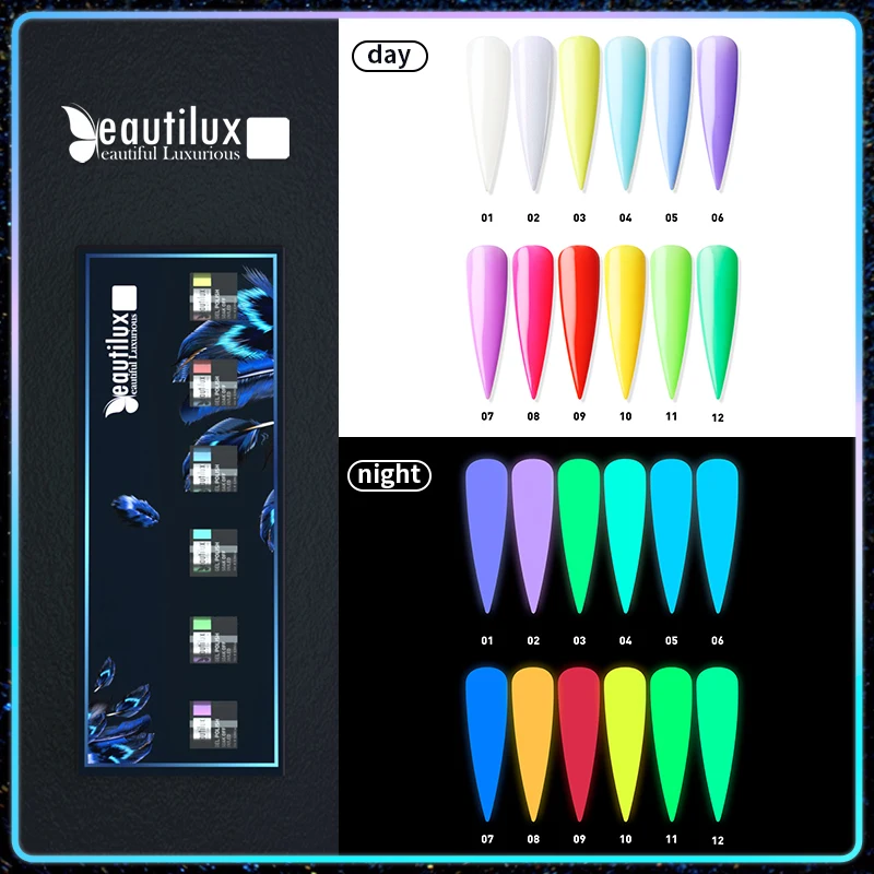 

Beautilux Luminous Gel Nail Polish Kit Glow In Dark Senmi Permanent Gels Varnish 6pcs/set UV LED Fluorescent Nails Art Lacquer